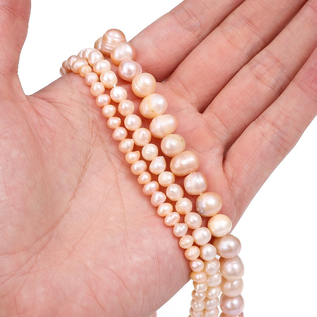 10 Pcs Pink/Putih/Ungu Alami Mutiara Air Tawar Manik-manik Pukulan Manik-manik Longgar untuk DIY Wanita Elegan Kalung Perhiasan Membuat