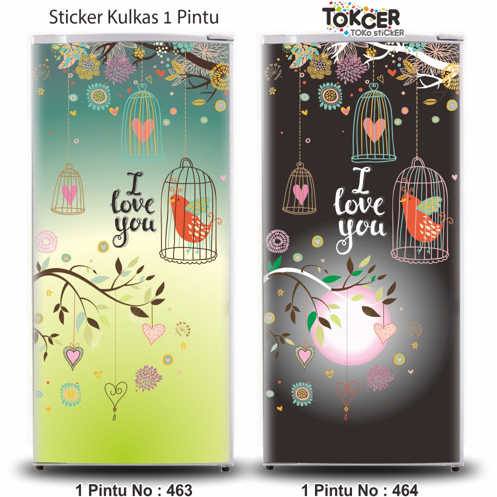 Stiker Kulkas 1 dan 2 Pintu BIRDCAGES