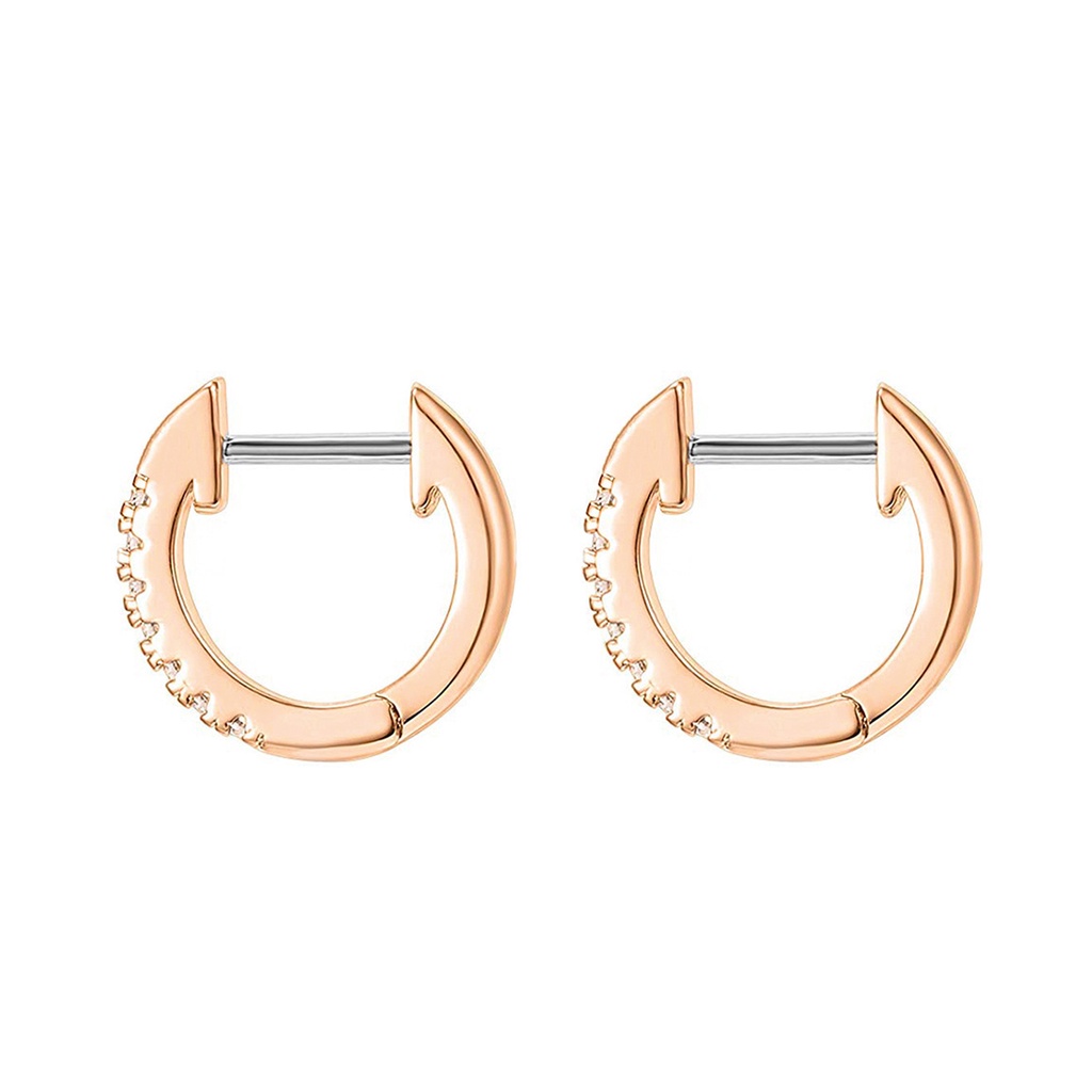 Hu Hu Hu Hu Hu Alat Bantu Pasang Kacamata♡ Anting Hoop Berlian Imitasi Bentuk Bulat Bahan Stainless Steel Anti Alergi Untuk Wanita