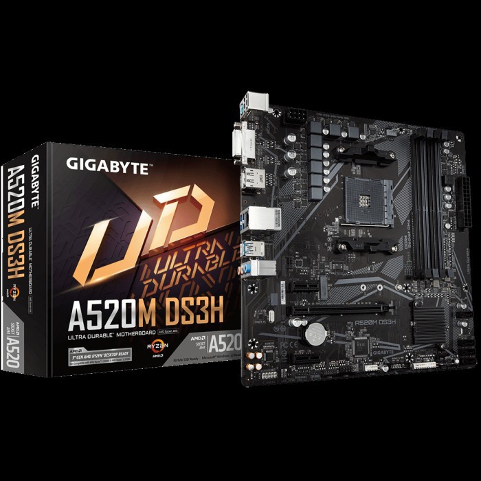 Motherboard Gigabyte A520M DS3H (AM4, A520, DDR4, USB 3.2, SATA3)