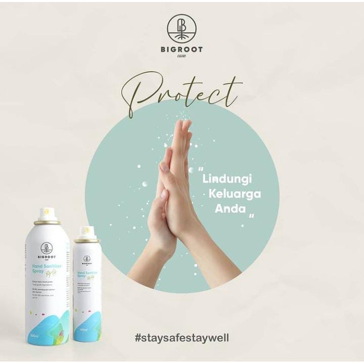 BIGROOT HAND SANITIZER SPRAY 100ML/200ML FOOD GRADE / hand sanitizer aman untuk bayi/anak/balita/dewasa /aman untuk kulit sensitif/ melembutkan tangan/ tanpa alkohol/ tanpa paraben