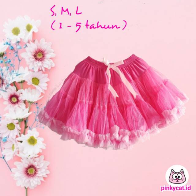 ( 1 2 3 4 5 tahun ) Rok Tutu Samba Tutu Double Layer Mekar Rok Ballet Anak Perempuan Cewe Cewek