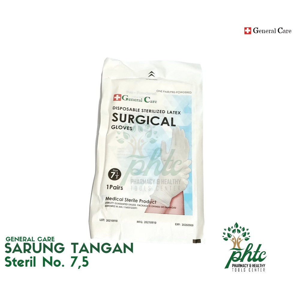 Sarung Tangan Steril Ukuran 7,5 / Handskun Steril size 7,5 isi 1 Pasang