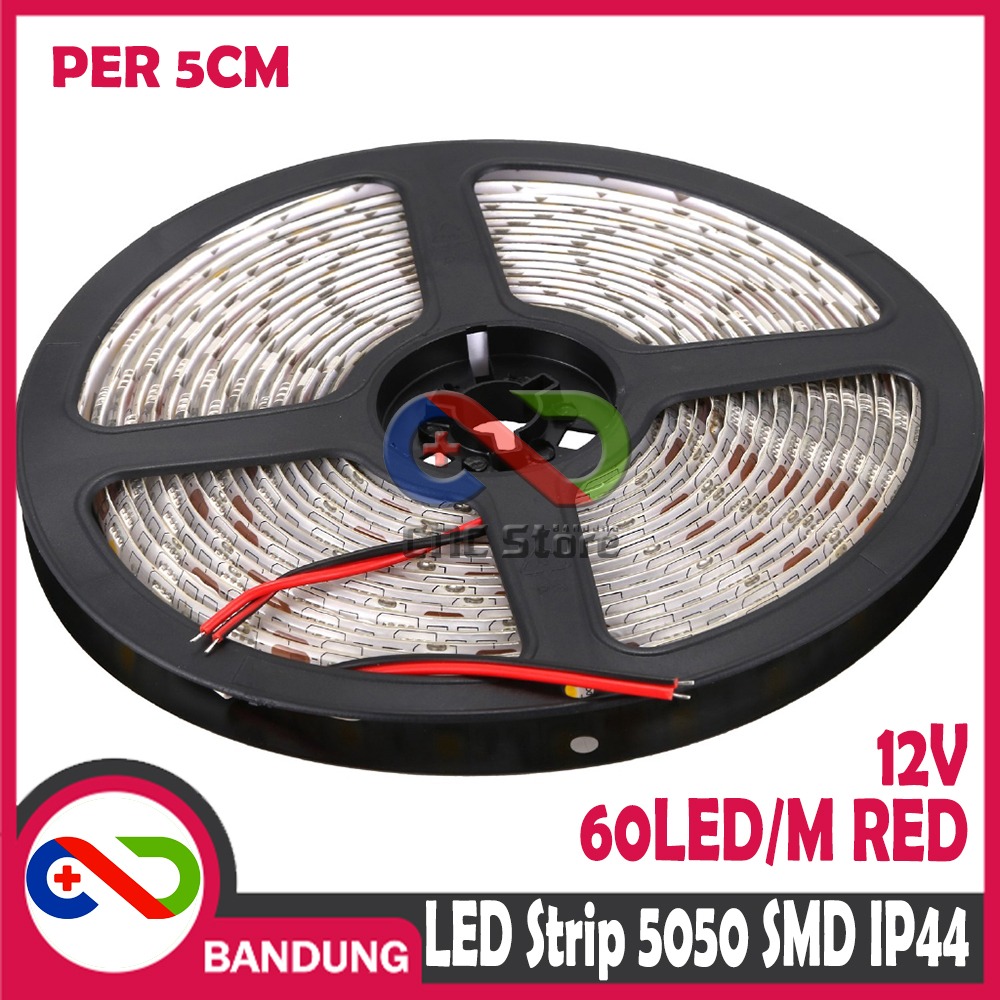 LAMPU LED STRIP LIGHT MERAH 5050 SMD IP44 OUTDOOR 5 CM WATERPROOF