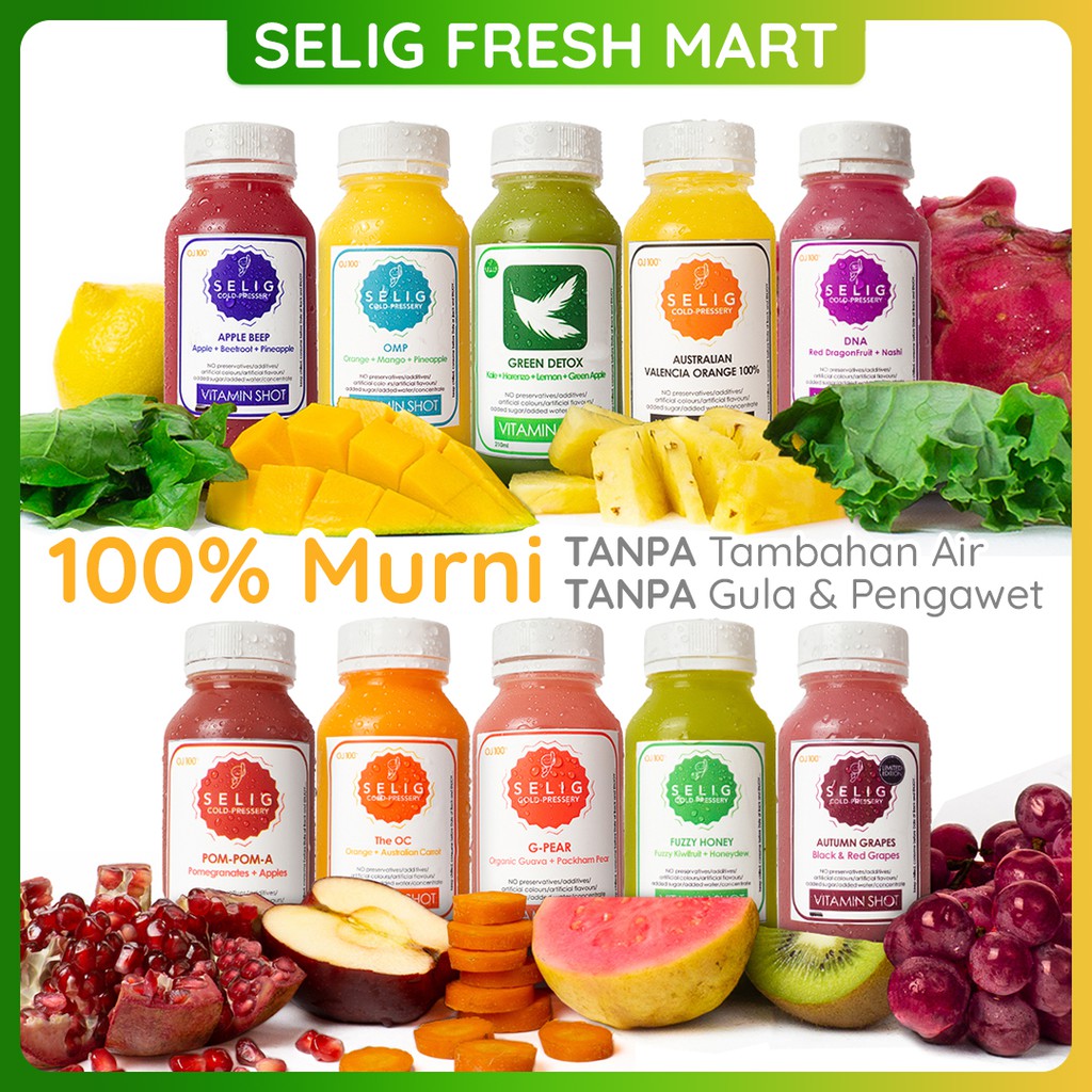 

Cold Pressed Juice 100% Buah Asli 210ml Jus Sehat & Segar - Selig Fresh Mart