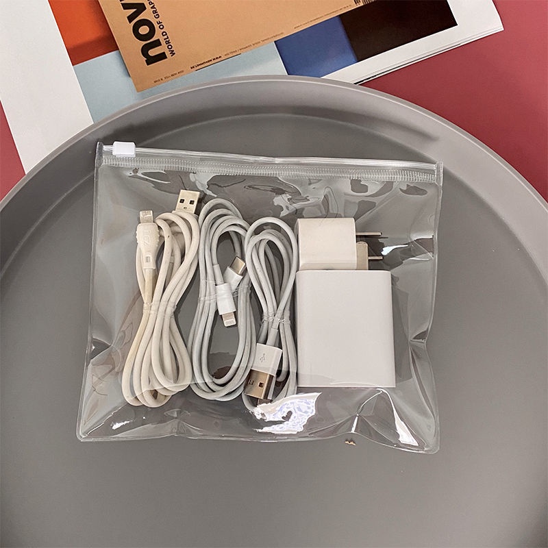 5pcs Kantong Plastik Bening Dengan Ziplock Untuk Kabel Charger Dfvc