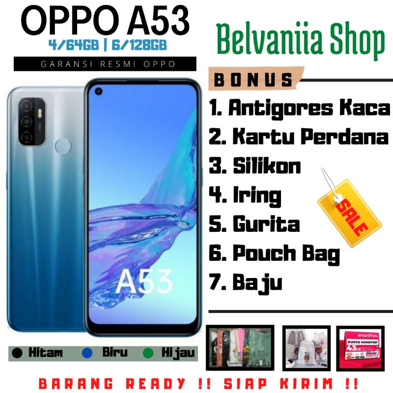 OPPO A53 4/64GB 6/128GB Garansi Resmi - Hitam - Biru - Hijau