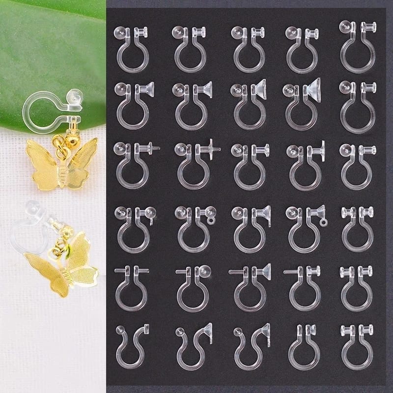 Bahan Anting Clip On | Anting Jepit Plastik | Invisible Clip-on Earring Harga/2-20Pc