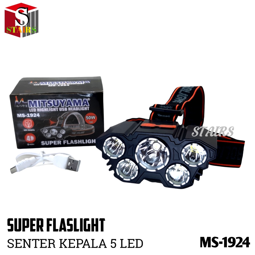 HEADLAMP/SENTER KEPALA LED SUPER FLASHLIGTH 5 MODE PENCAHAYAAN MS-1924