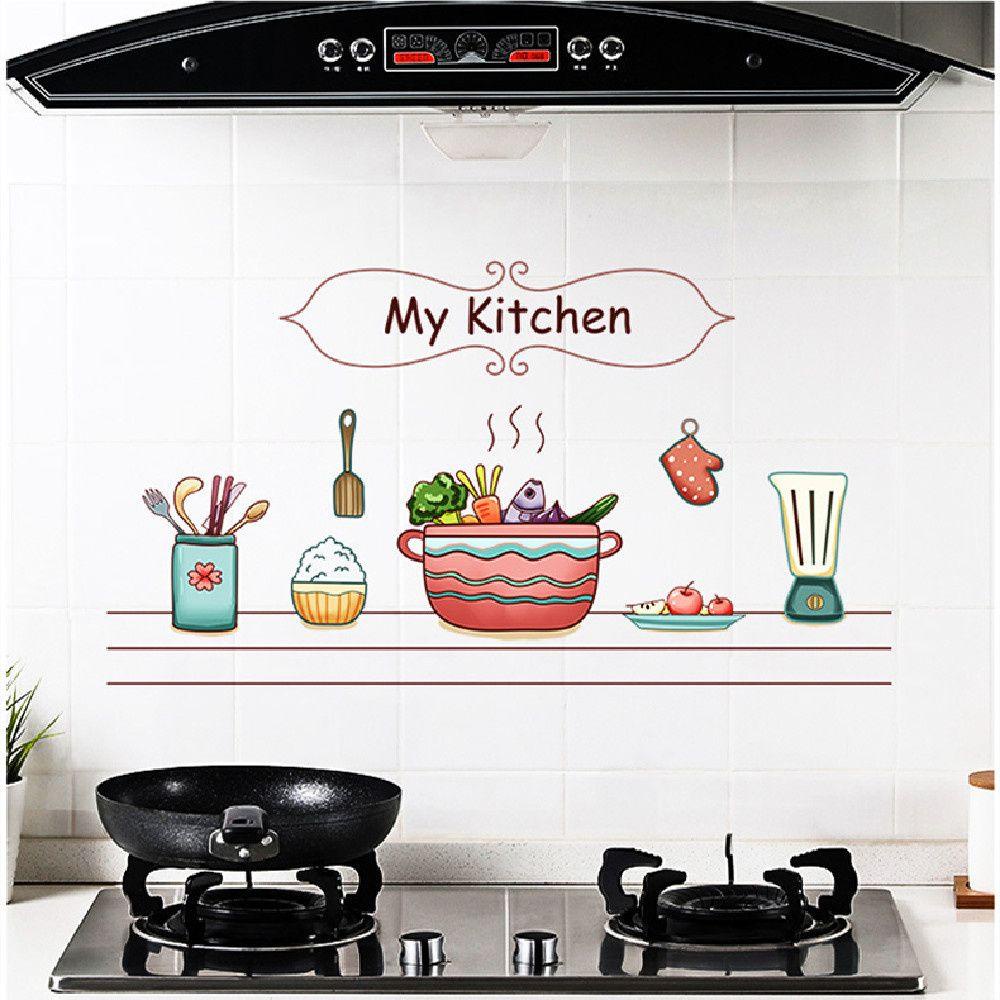 Wallpaper Atas Dapur Tahan Api Wall Stiker Anti Minyak Hias Dinding