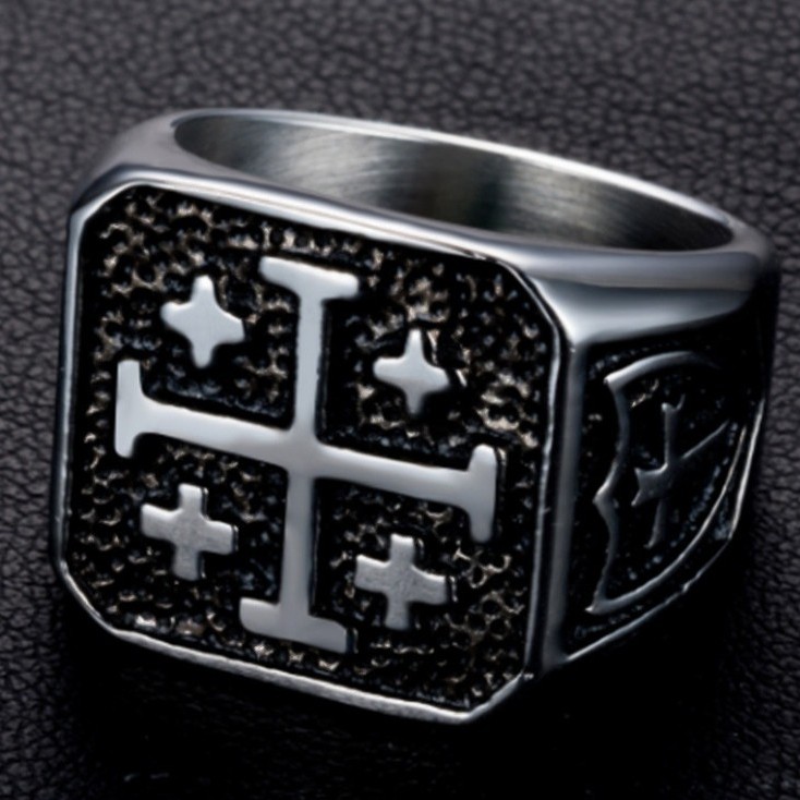 SEUSUK   Crusaders Religious Jesus Christ Knight Templar Military Jerusalem Cross Ring