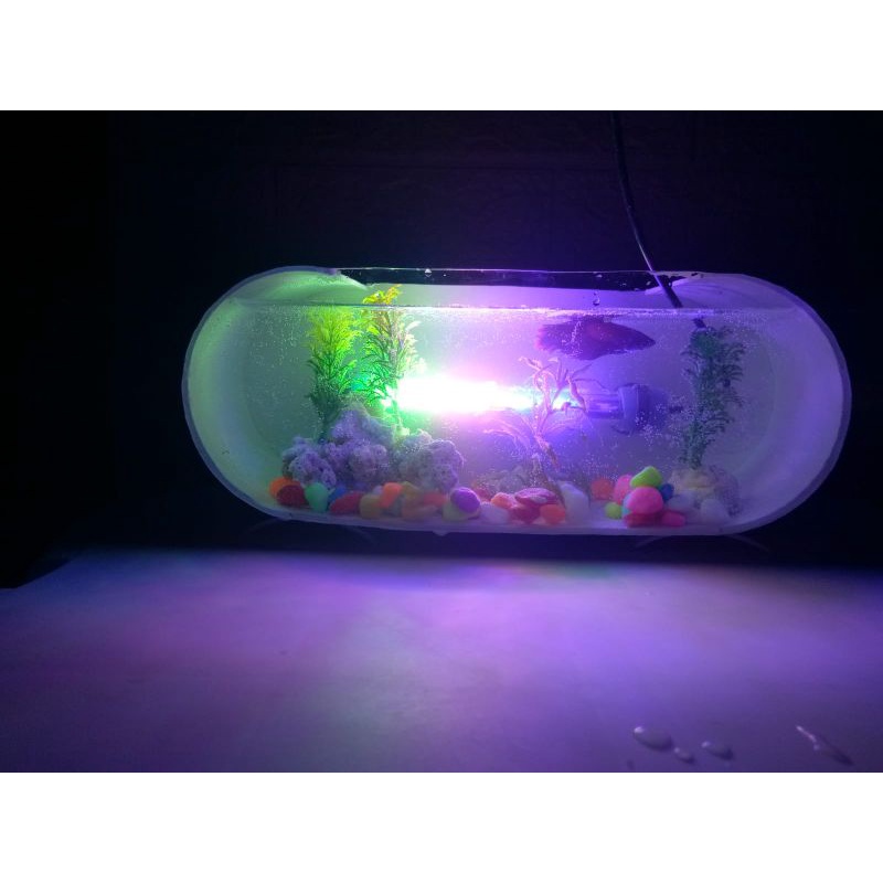 Aquarium Minimalis PVC & Akrilik Lampu 3warna