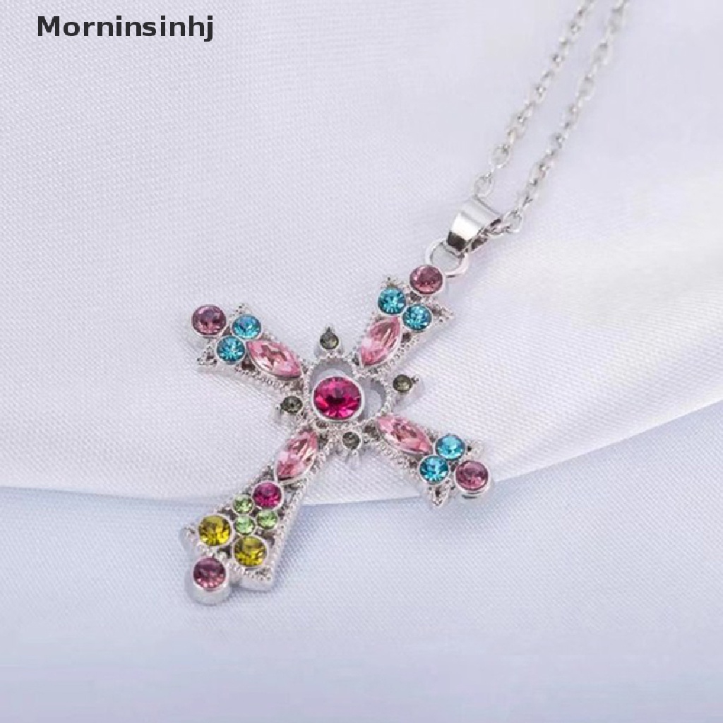 Mornin Vintage Color Zircon Cross Virgin Pendant Kalung Pesona Lady Necklace id