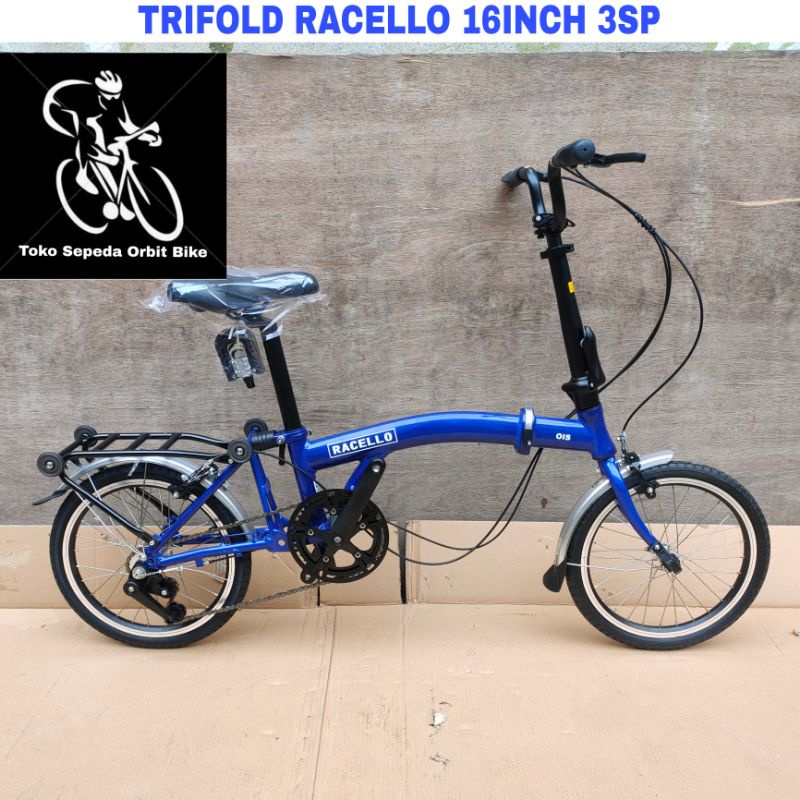 Sepeda Lipat Trifold 16Inch RACELLO OIS New Alloy 3Speed