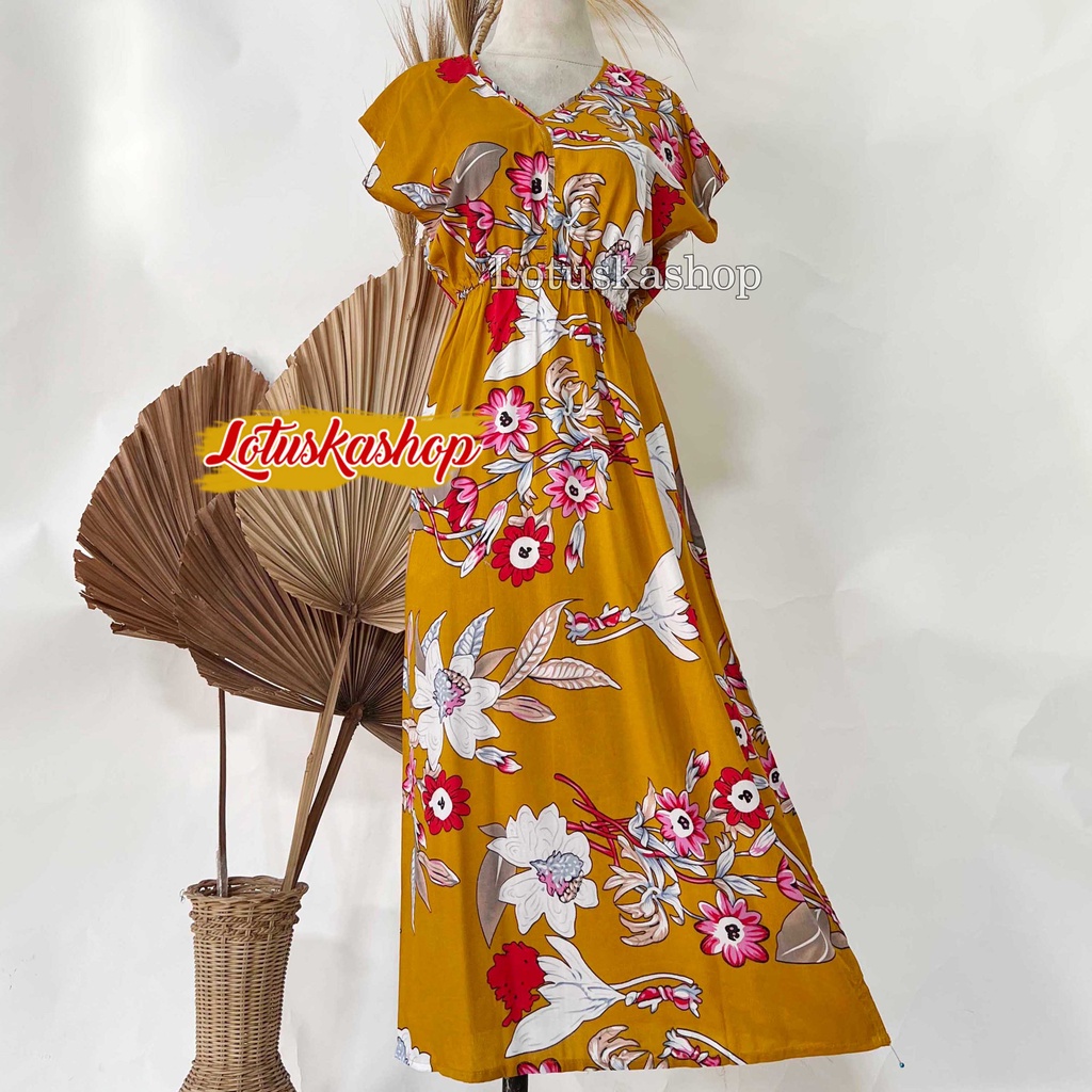 Dress Manohara Bali Panjang Molusca-Rosalina Mustard