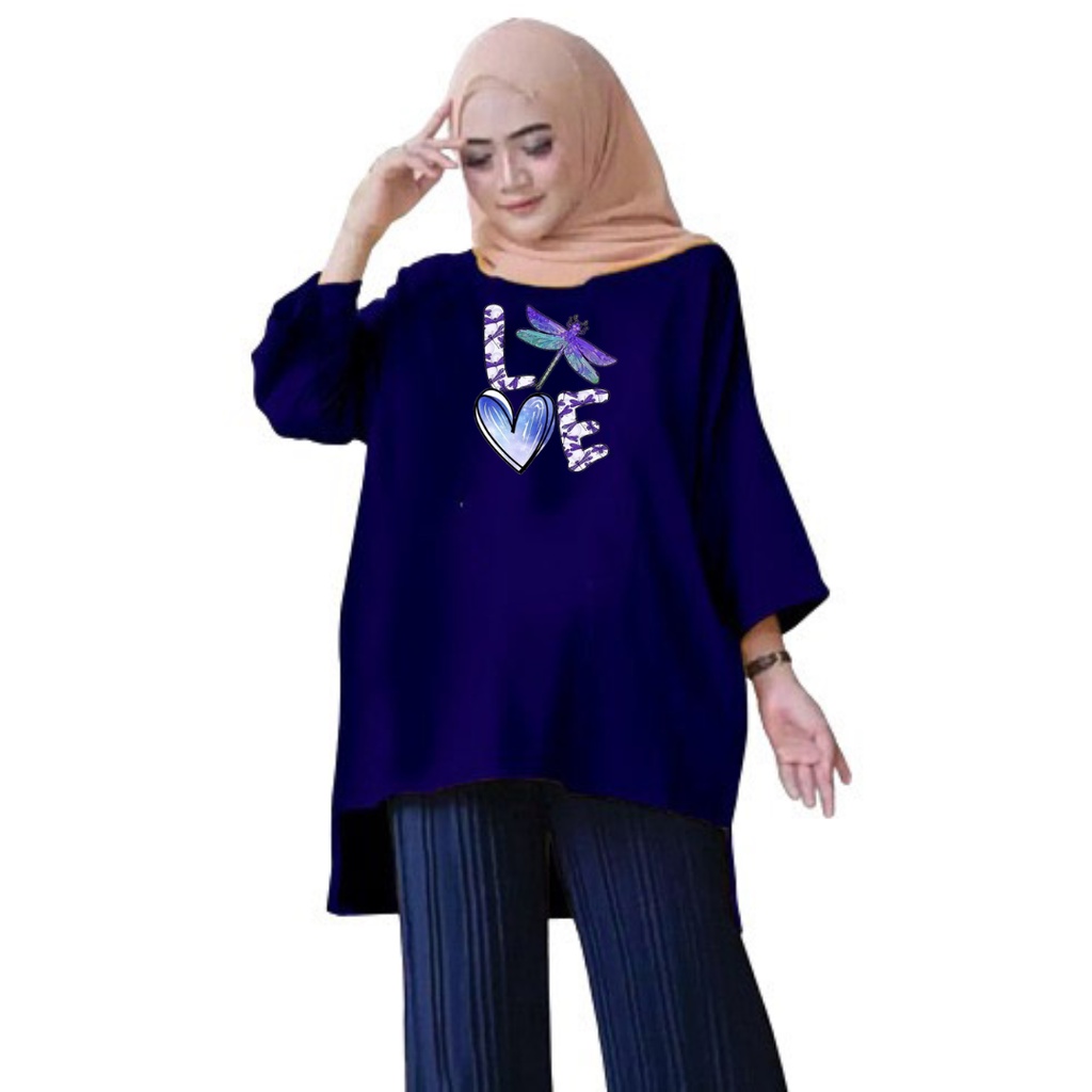 Tunik Jumbo Love Capung/ Atasan Wanita XL, XXL