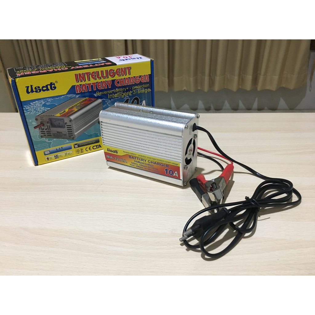 CHARGER AKI DC 12V 12 VOLT AC 100-250V 10A 10 AMPERE USAT MA-1210 MOBIL MOTOR MAINAN PORTABLE
