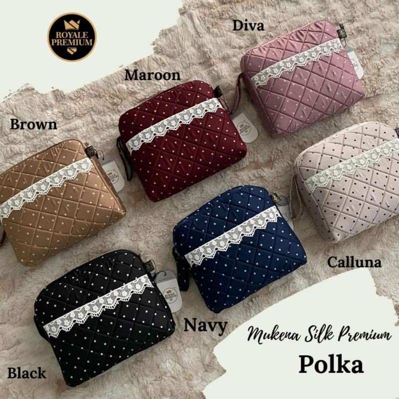 Mukena Silk Polka Royale Premium