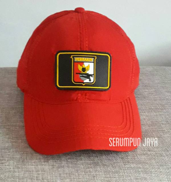 TOPI PERBAKIN - TOPI PERBAKIN MERAH VELCRO + PATCH