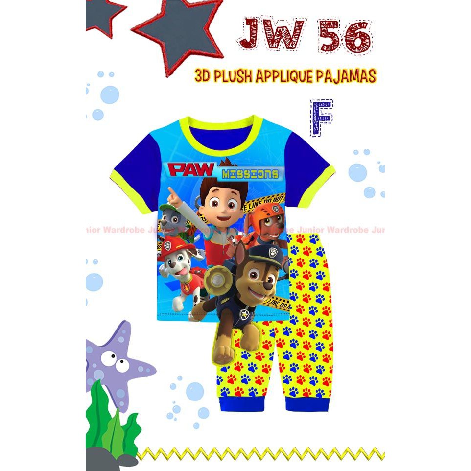 Jw 56f pakaian anak laki laki baju setelan kaos fashion paw patrol