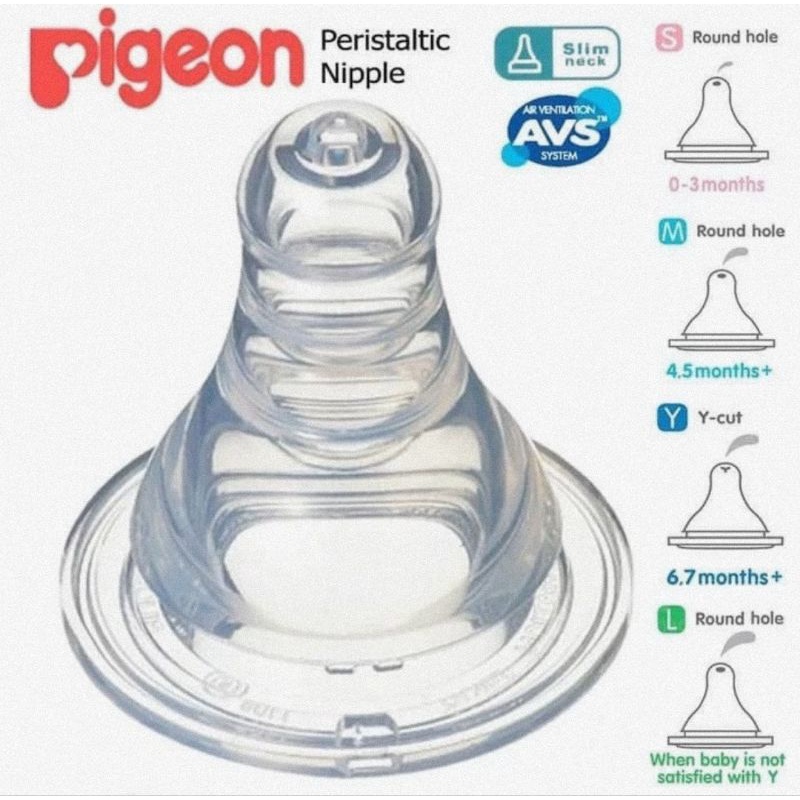 Pigeon Peristaltic Slim Neck Nipple Isi 3 Pcs - Dot Botol Susu