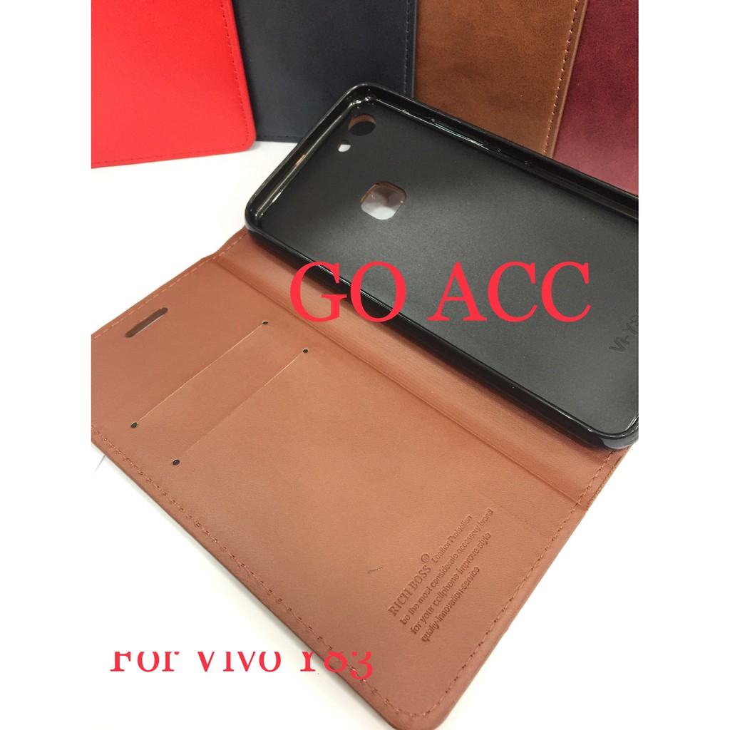 Leather Flip Cover VIVO Y83 - Wallet Case - Casing Kulit Dompet