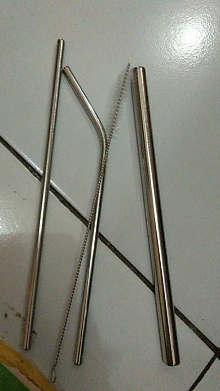 Set 5pcs Sedotan Minuman Dengan Bahan Stainless Steel Dan Warna Putih Stainless Steel Straw Straws
