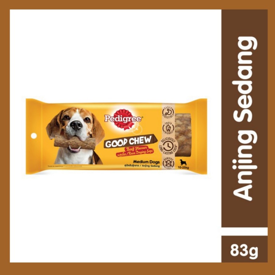 Pedigree Good Chew Beef Flavour 83gr Medium Dogs 10-25kg Cemilan Anjing