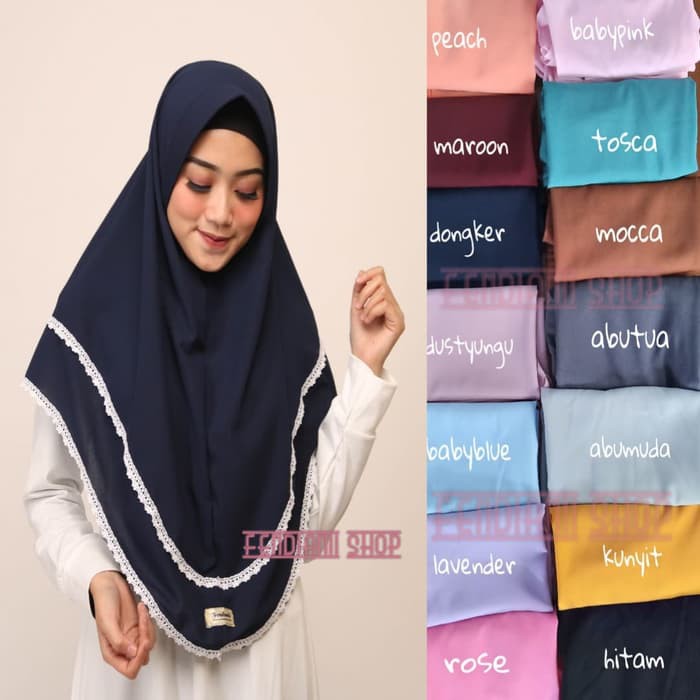 Jilbab Khimar Kerudung Hijab Instan Renda tumpuk new