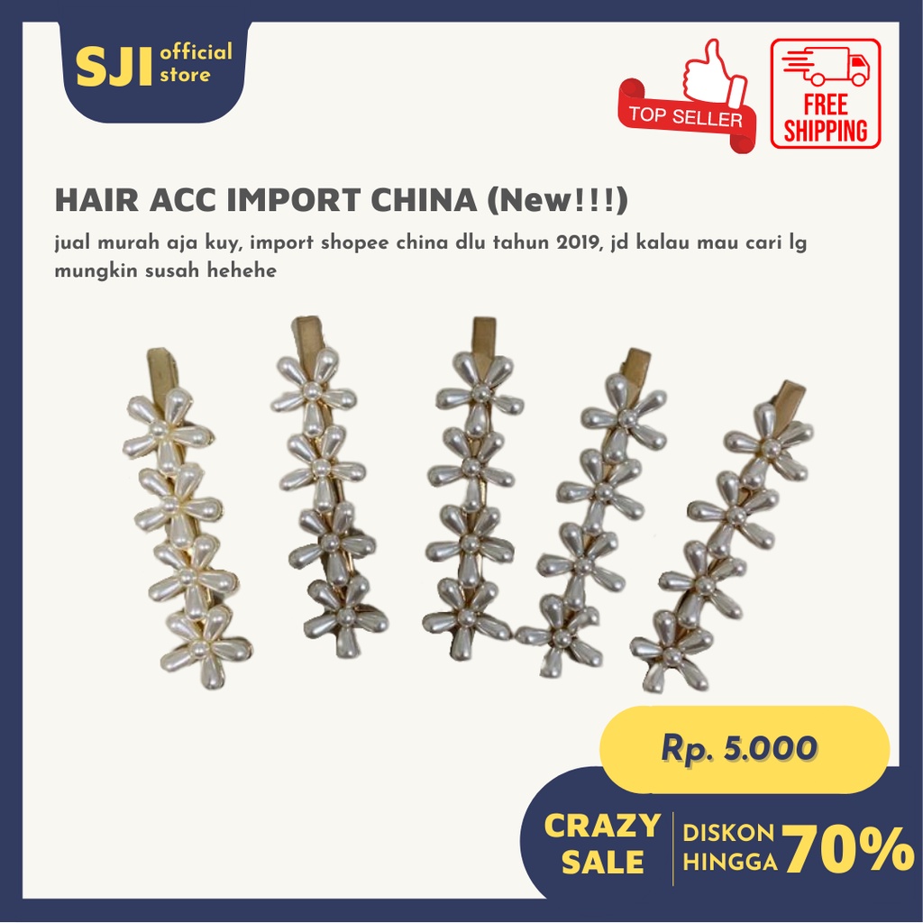 [NEW] JEPIT JEPITAN RAMBUT HAIR HAIRDO MUTIARA PEARL BENTUK BUNGA JEPIT BUAYA IMPORT CHINA KOREAN GA