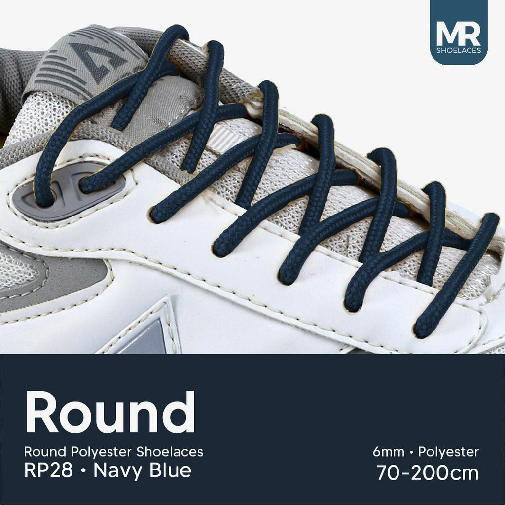 MR Shoelaces RP28 Navy Blue (Biru Laut) Tali Sepatu Bulat Round Big 6mm Shoelaces 90cm 100cm 120cm 150cm 180cm-200cm Polyester