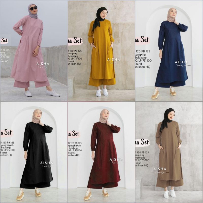 Helma Set Atasan Tunik dan Kulot Setelan Wanita/one set/satu set Terbaru Hijab Style Kekinian Allsize Besar/Jumbo/Bigsize Terlaris Termurah