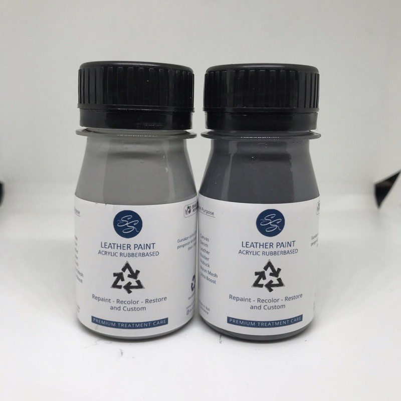 Cat Sepatu Kulit SS Leather Paint - Acrylic Rubber Cat Midsole, Rubber, Boost - Cat Tas Jaket Kulit-Grey Light/Dark