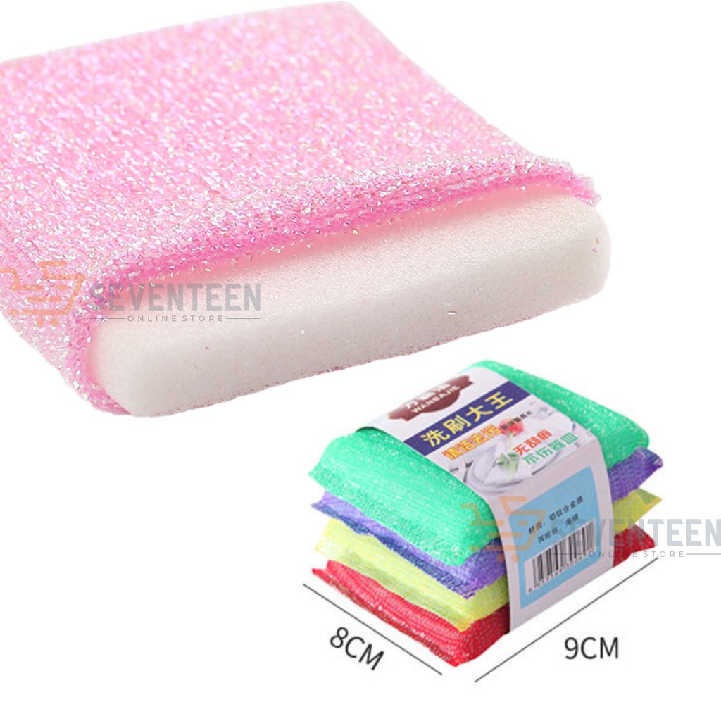 SPON BUSA CUCI PANCI 4 PCS SERBAGUNA / SPONGE CUCI PIRING / SPONS BUSA CUCI PIRING/SABUT CUCI PIRING