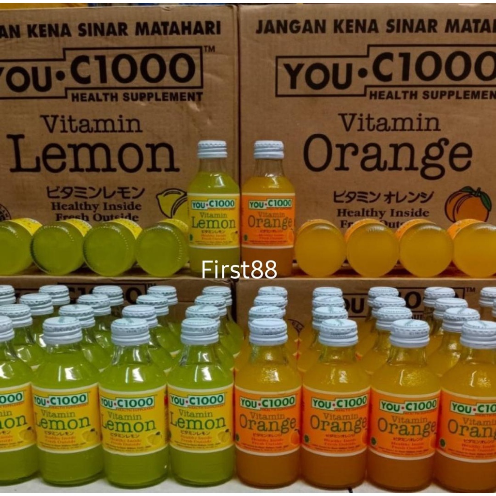 YOU C 1000 ORANGE LEMON 1 KARTON isi 30 BOTOL KACA