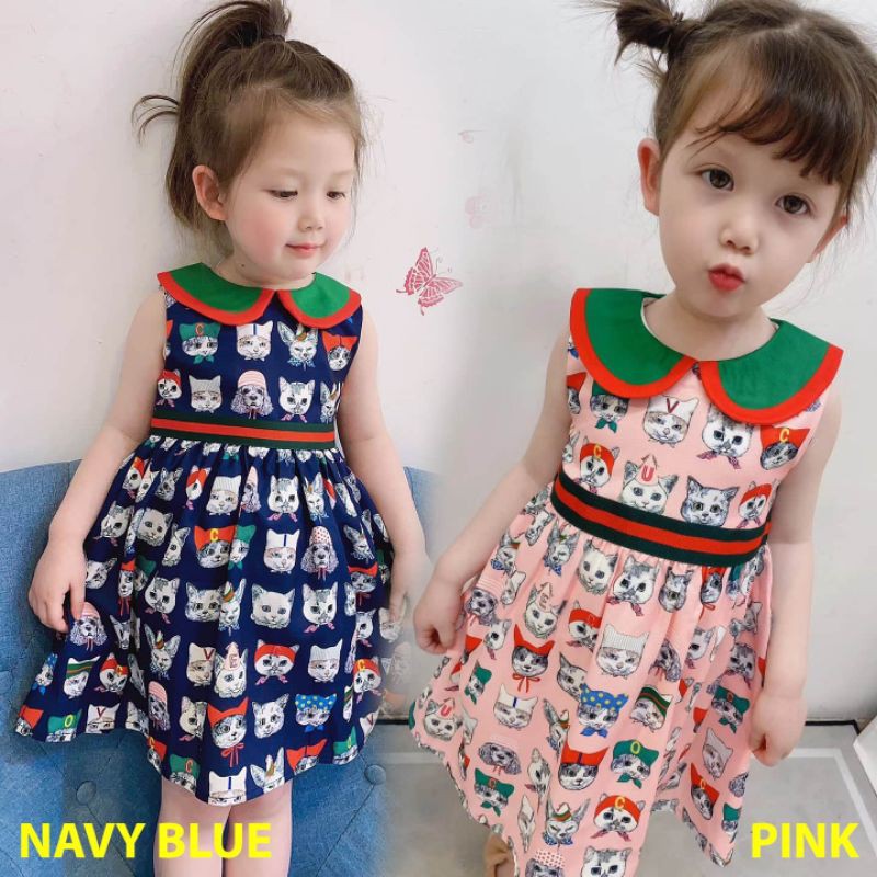 Dress Anak Cat Lovers NAVYBLUE/PINK
