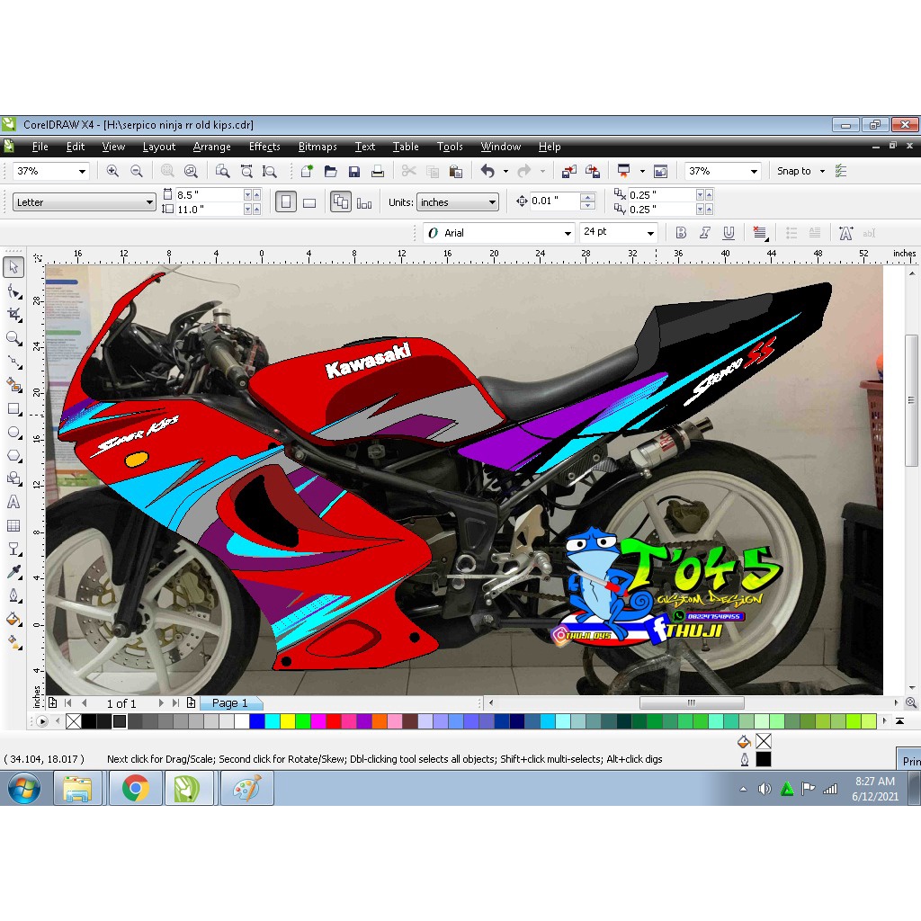 Sticker striping ninja rr old kips motif serpico ss