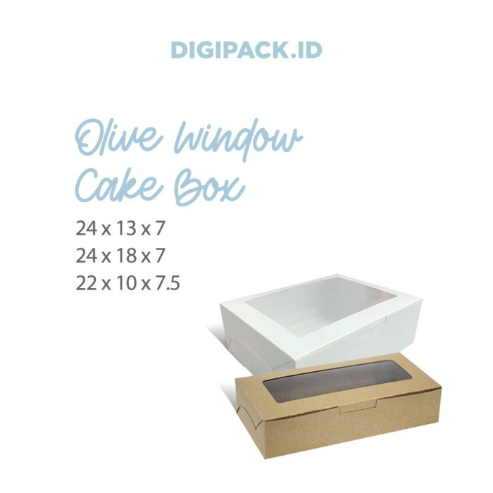 

[Digipack] Olive Brown Window Cake Box 24 X 13 X 7 Kotak Dus Kue 010