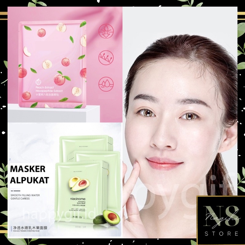 ✨NAGIHI✨ Peach Avocado Sheet Mask Masker Wajah Bio