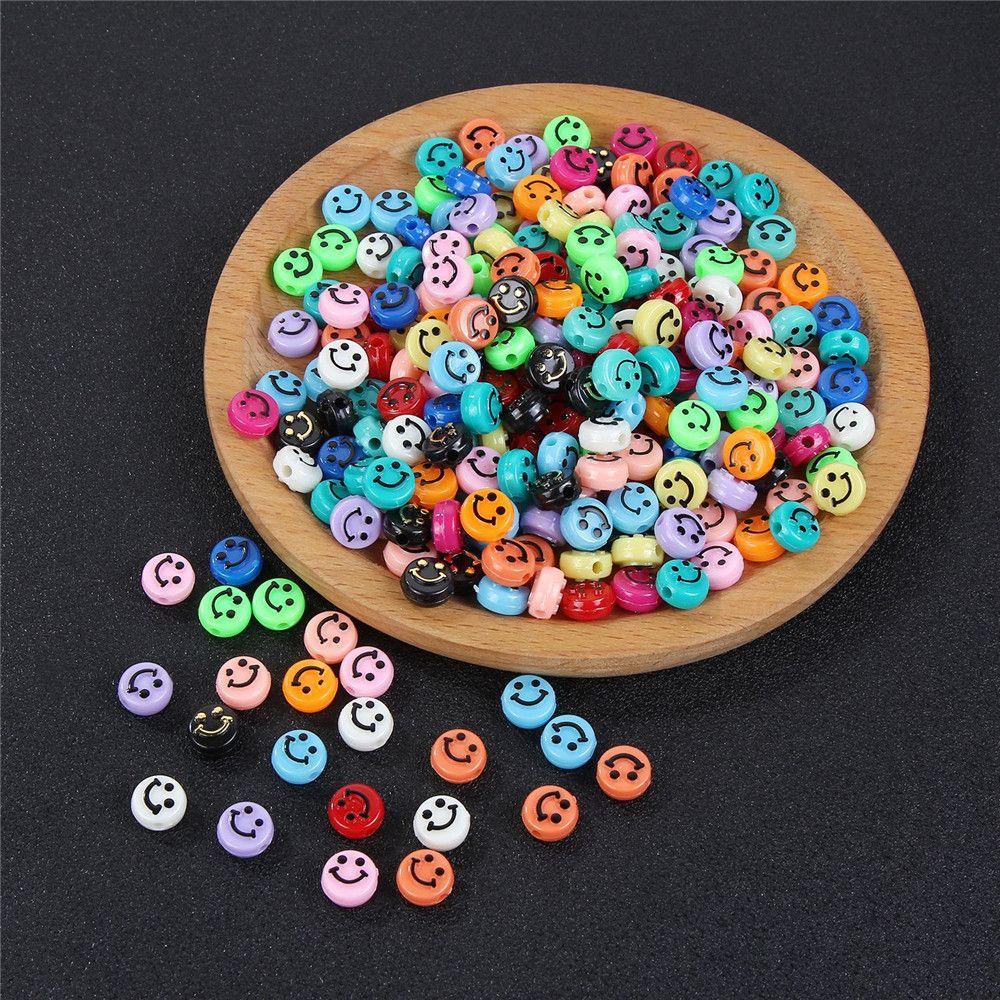Lily 100 Pcs Spacer Beads New Mixed Kalung Scrapbook Membuat Perhiasan Wajah Tersenyum Polymer Clay