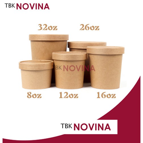 [25PCS] Paper Cup 8 oz + Tutup Gelas Es Krim Brown Paper Cup ( Bisa untuk Panas &amp; Dingin)