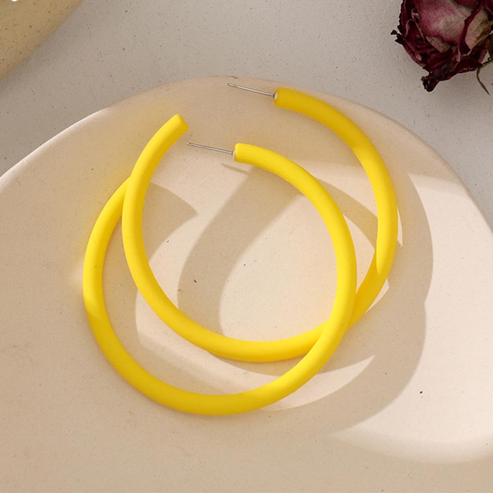 Agustinina Anting Hoop Wanita Fashion Permen Warna Bulat Geometris Kepribadian Wanita Perhiasan