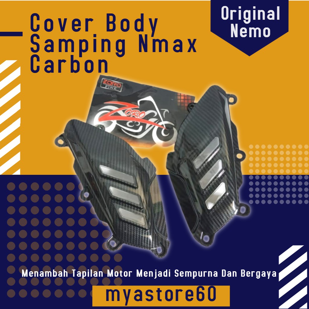 Cover Body Samping Nmax Carbon / Cover Pijakan Kaki Sirip Hiu Nmax Kevlar Origginal Part Yamaha Nmax