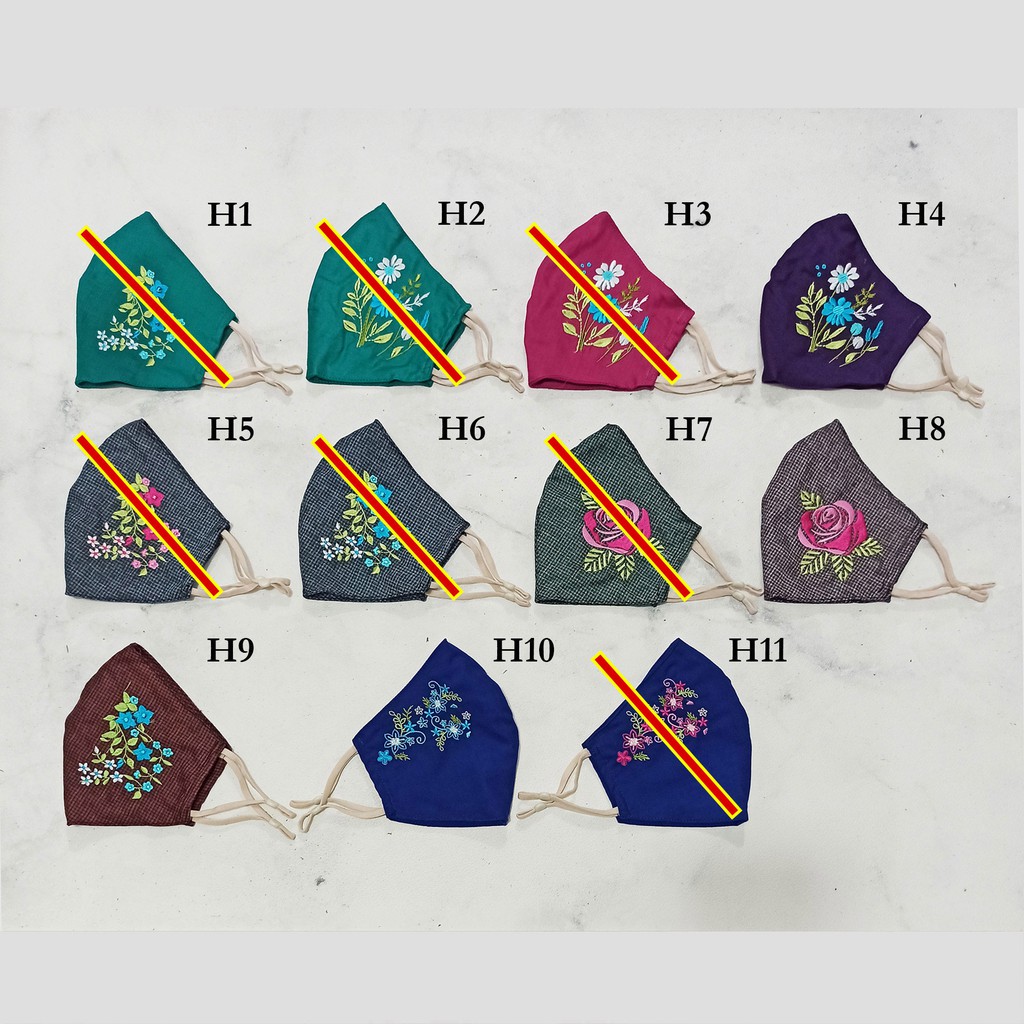 Masker Kain 3 Ply Bordir + Karet-Adjuster - MSK0033