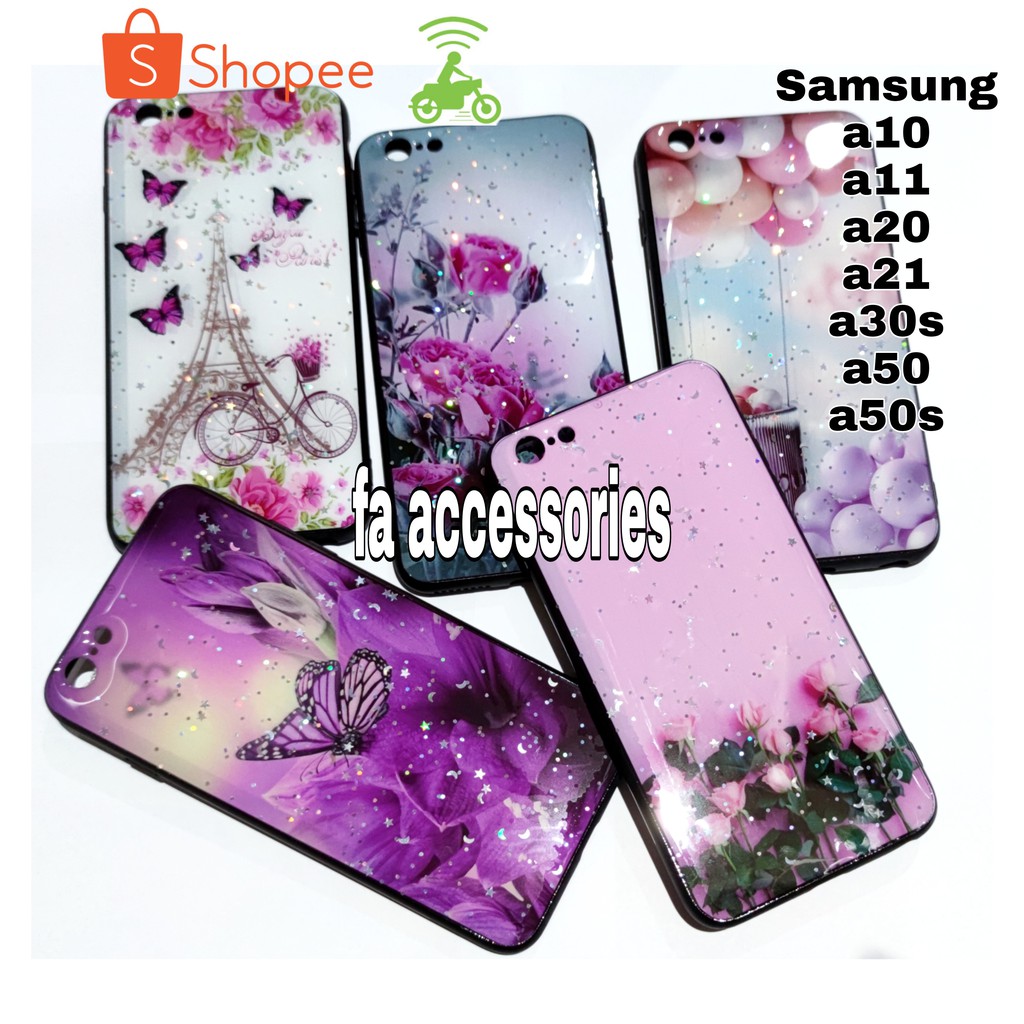 FA Soft case tpu bling samsung a10 a11 a20 a21 A30 a30s a50 a50s silicon hp motif flower butterfly