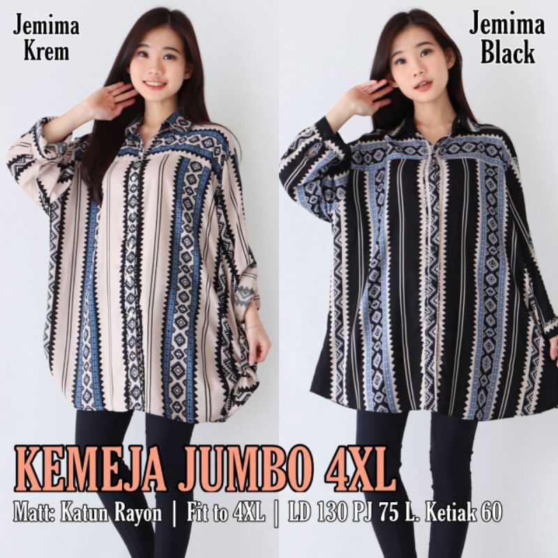 JUNE ATASAN WANITA JUMBO/KEMEJA WANITA TERBARU 2021/KEMEJA JUMBO ETNIK MUAT SAMPAI BB 100KG LD 130-2