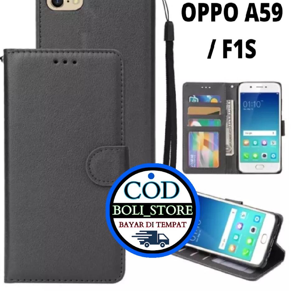Baru resok CASING / CASE KULIT FOR OPPO F1S  OPPO A59 - CASING DOMPET- COVER -SARUNG HP Bagus banget