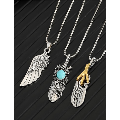 LRC  kalung Fashion Diamond Feather Feather Wing Pendant Alloy P7107X