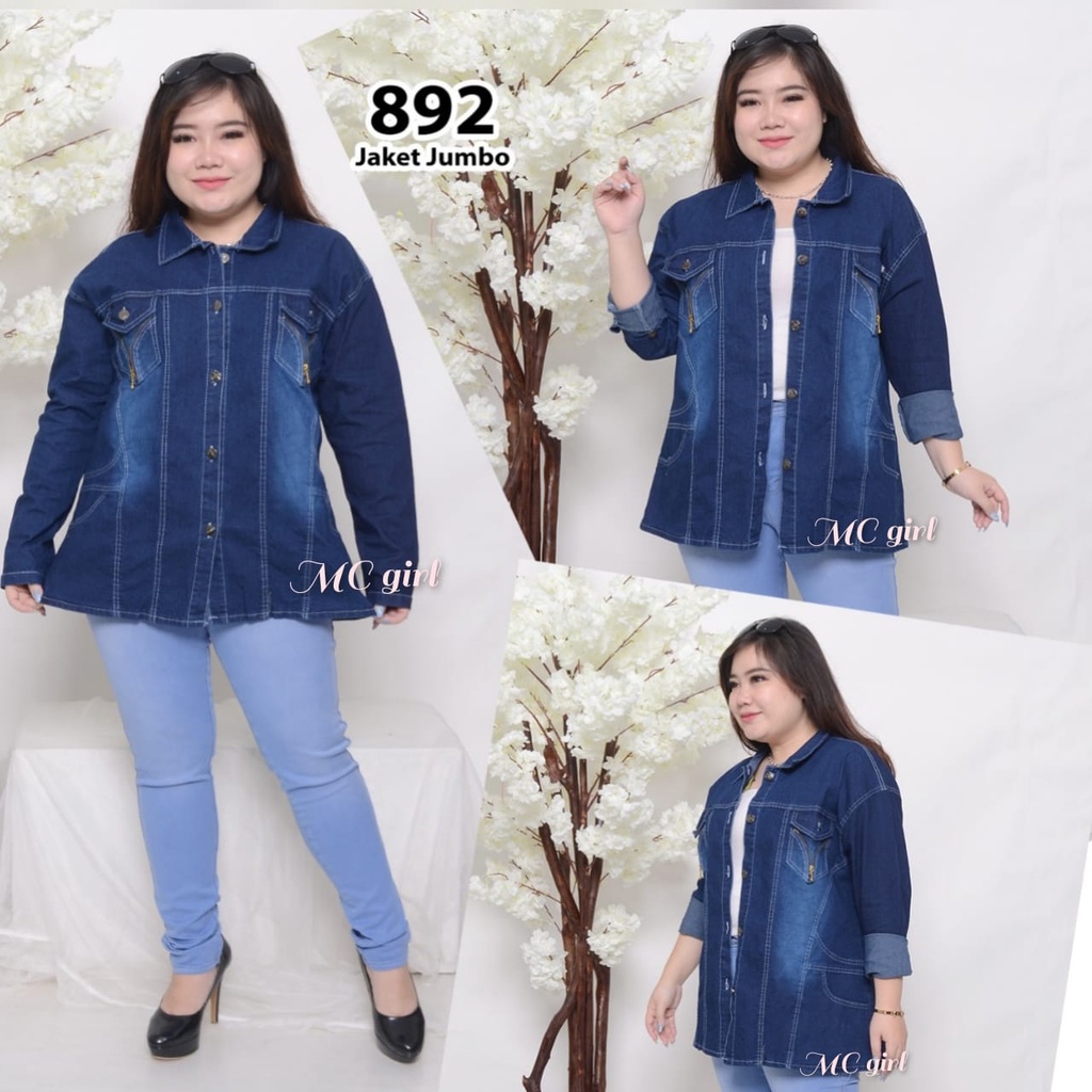 ( Bisa COD ) MC girl Jaket Jeans Ibu Ibu / Jaket Lepis Wanita Jumbo / Jacket Denim Panjang