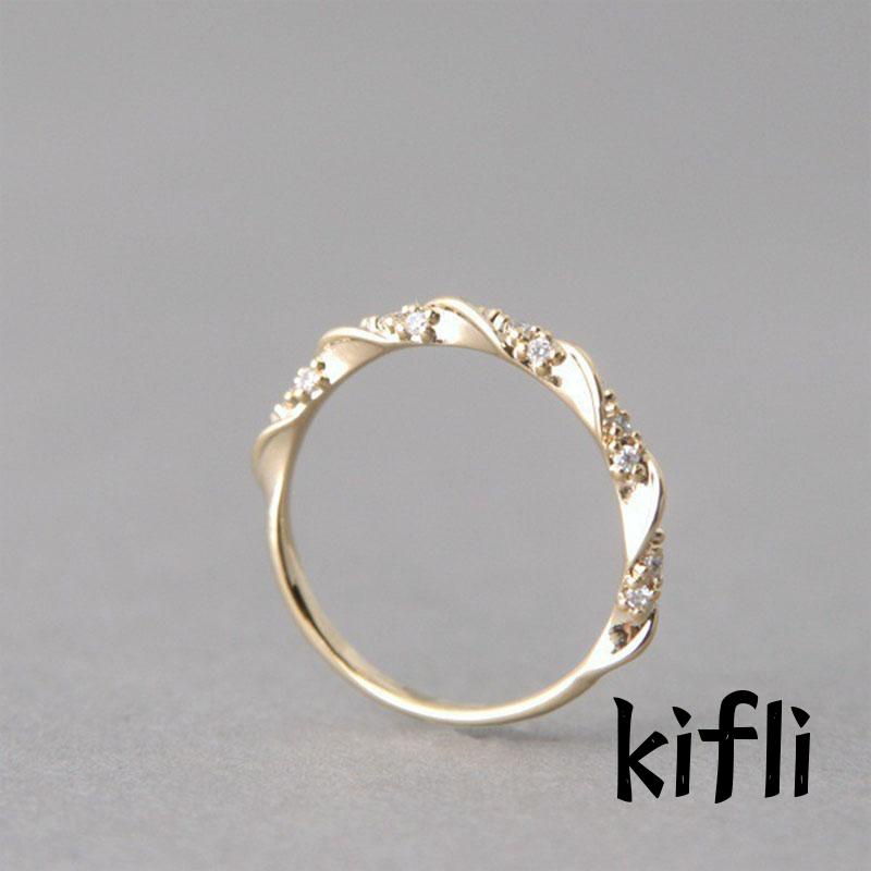 Cincin Alloy Desain,Twist Hias Kristal Berlian Berkilau,Untuk Wanita